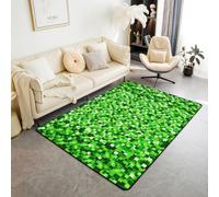 Manfei Tappeto per bambini con motivo geometrico a quadretti, tappeto per ingresso e ingresso, per ragazze e ragazzi, tappeto antiscivolo, decorazione per divano verde e soggiorno, 1,5 x 1,8 m