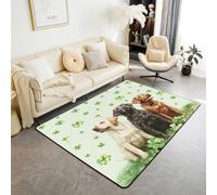 Manfei Tappeto per bambini, motivo con trifoglio e trifoglio, tappeto per interni e ingresso, per ragazze e ragazzi, tappeto antiscivolo per il giorno di San Patrizio, verde, nero, marrone, divano