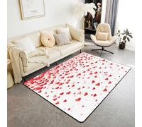 Manfei Tappeto per San Valentino, romantico, con cuori, per interni, ingresso, per bambini, ragazzi e ragazze, decorazione per la camera dei bambini, cuori rossi e rosa, antiscivolo, assorbente, 15,2