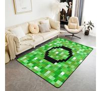 Manfei Tappeto verde con lettera iniziale O, griglia per minatori, stile gioco pixel, non perde pelo, per adolescenti e adulti, geometrico, patchwork, plaid antiscivolo, per sedie e letto, 15,2 x 1,8
