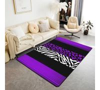 Manfei Tappeto zebrato e leopardato, 12 x 150 cm, viola scuro con linee astratte, tappeto decorativo per donne, adulti, uomini, adolescenti, stampa animali selvatici, antiscivolo, lavabile, decorativo