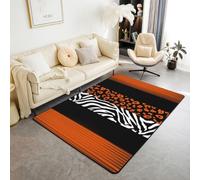 Manfei Tappeto zebrato leopardato, 12 x 150 cm, arancione e nero, con linee astratte, tappeto decorativo per donne, adulti, uomini e adolescenti, stampa di animali selvatici, antiscivolo, lavabile