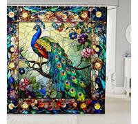 Manfei Tenda da bagno colorata a forma di pavone, lussuosa tenda da doccia con uccellini, per ragazze e ragazzi, adulti, stile barocco, impermeabile, decorazione per il bagno con animali selvatici