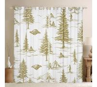 Manfei Tenda da soggiorno con castello fata alieno UFO alberi misteriosi alieni donne uomini tende da cucina vintage schizzo camera da letto tende decorazione per la casa verde chiaro tendaggi per