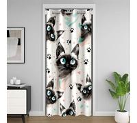Manfei Tenda oscurante a tema animali in stile cartone animato, per camera da letto, ingresso, soggiorno, stampa con cuore rosa, zampa nera, decorazione per la camera dei bambini, ragazzi e ragazze