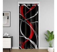 Manfei Tenda oscurante astratta geometrica rossa bianca nera per camera da letto porta soggiorno, strisce alla moda tende per porta, decorazione per la camera dei bambini, ragazzi e ragazze, 152,4 x