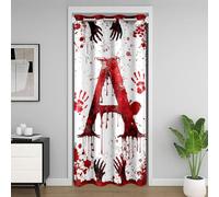Manfei Tenda oscurante con lettera A rossa e stampa di mani di sangue ad acquerello, per camera da letto, ingresso, soggiorno, tema Halloween, decorazione per la camera da letto, 132 x 203 cm, 1