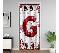 Manfei Tenda oscurante con lettera G rossa, tinta ad acquerello, con impronte di sangue e mani, per camera da letto, ingresso, soggiorno, tema Halloween, decorazione per la camera dei bambini, ragazzi