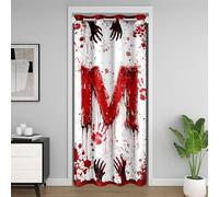 Manfei Tenda oscurante con lettera M rossa con stampa di sangue e mani ad acquerello, per camera da letto, ingresso, soggiorno, tema Halloween, decorazione per la camera dei bambini, ragazzi e ragazze