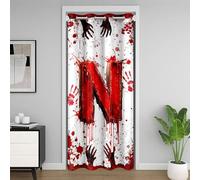 Manfei Tenda oscurante con lettera N rossa, tinta ad acquerello, con impronte di sangue e mani, per camera da letto, ingresso, soggiorno, tema Halloween, decorazione per la camera dei bambini, ragazzi