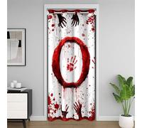 Manfei Tenda oscurante con lettera O rossa, tinta ad acquerello, con stampa di sangue e mani, per camera da letto, ingresso, soggiorno, tema Halloween, decorazione per la camera dei bambini, ragazzi e