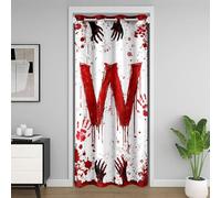 Manfei Tenda oscurante con lettera W rossa e stampa di mani di sangue ad acquerello, per camera da letto, ingresso, soggiorno, tema Halloween, decorazione per la camera dei bambini, ragazzi e ragazze