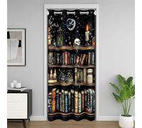 Manfei Tenda oscurante per libreria, stile hippie, per camera da letto, soggiorno, stile gotico, teschio, libreria, decorazione per la camera dei bambini, ragazzi e ragazze, 132 x 203 cm, 1 pannello