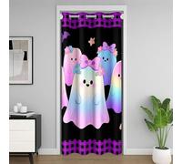 Manfei Tenda oscurante per porta con fantasmi in stile cartone animato, tenda oscurante per camera da letto, ingresso, soggiorno, a tema Halloween, decorazione per la camera dei bambini, ragazzi e