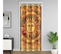 Manfei Tenda oscurante per porta con sole e luna, stile vintage, per camera da letto, ingresso, soggiorno, costellazione, decorazione per la camera dei bambini, ragazzi e ragazze, 106,7 x 203,2 cm, 1