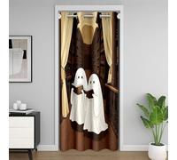 Manfei Tenda oscurante per porta da lettura con fantasmi, stile retrò, per camera da letto, ingresso, soggiorno, tema Halloween, decorazione per la camera dei bambini, ragazzi e ragazze, 132 x 203 cm