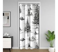 Manfei Tenda per porta con alieni astronavi, per la privacy, tenda con alberi misteriosi per camera da letto, tenda oscurante per camera da letto, tende oscuranti stile retrò con schizzi della giungla