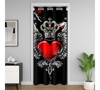 Manfei Tenda per porta di San Valentino, cuore rosso, ali d'angelo, drappo per la privacy della camera da letto, 30%-50% tenda oscurante per camera da letto, 1 pannello 152,4 cm di larghezza x 203,2