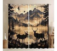 Manfei Tende per finestre con cervi paesaggi naturali di pino e montagna, tende per finestre con animali selvatici, decorazione per la camera da letto di bambini, ragazzi e ragazze, set di 2 pannelli