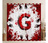 Manfei Tende per finestre con lettera G rossa ad acquerello, tende per finestre a tema Halloween, decorazione per la camera da letto di bambini, ragazzi e ragazze, set di 2 pannelli con occhielli