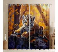 Manfei Tende per finestre con tigre e animali selvatici, per bambini e bambine, tende per camera da letto, decorazione per la casa, set da 2 pannelli, 167 x 182 cm