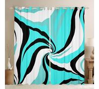 Manfei Tende per finestre geometriche a righe con vortice, linea astratta patchwork per ragazzi e ragazze, decorazione per camera da letto, opere d'arte moderna, tende semplici per finestre, 2