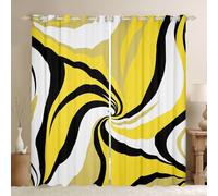 Manfei Tende per finestre geometriche a righe con vortice, linea astratta patchwork per ragazzi e ragazze, decorazione per camera da letto, opere d'arte moderna, tende semplici per finestre, nero