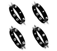 Manfnee 4Pcs Bracciale Punk Gothic Rock Nero Pelle Pu Alloy con Rivetti Biker Uomo Donna Regolabile
