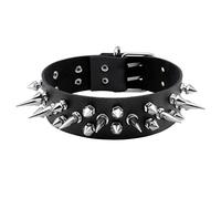 Manfnee Borchie Collana Girocollo Rivetto Nero Pelle PU Collare Punk Rock Motociclista Uomo Donna