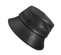 Manfnee Cappelli alla Pescatora Bob Hat Impermeabile Cappello in Pelle PU Unisex Nero Viaggio