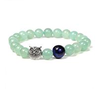 Manfnee Gufo Bracciale Chakra Avventurina verde Yoga Amore Amicizia Compleanno Donna Uomo Elastico