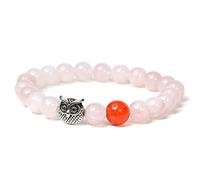 Manfnee Gufo Bracciale Chakra Pietra Quarzo rosa Yoga Amore Amicizia Compleanno Donna Uomo Elastico