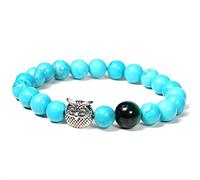 Manfnee Gufo Bracciale Chakra Pietra turchese blu Yoga Amore Amicizia Compleanno Donna Uomo Elastico