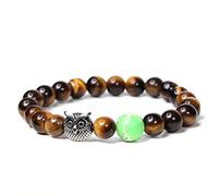 Manfnee Gufo Bracciale di Chakra Occhio di tigre Yoga Amore Amicizia Compleanno Donna Uomo Elastico