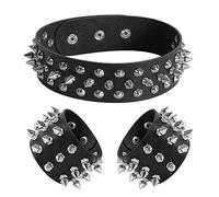 Manfnee Punk Choker Bracciale Borchiato Nero Girocollo Collana Rock Gothic Biker Donna Uomo