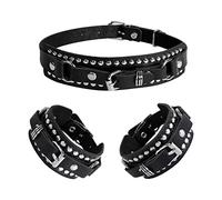 Manfnee Punk Choker Bracciale Nero Borchiato Collana Girocollo Rock Gothic Biker Donna Uomo