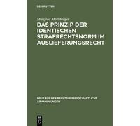 Manfred Mörsber Das Prinzip der identischen Strafrechtsnorm i (Copertina rigida)