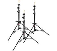 Manfrotto 1005BAC-3 - Cavalletto in alluminio con 3 sezioni e 2 rialzi da 2,5 m, confezione da 3 (nero)