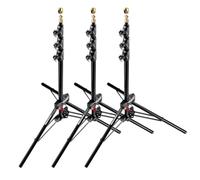 Manfrotto 1051BAC-3 - Mini supporto compatto AC in alluminio da 1,8 m e 22,9 cm, con 4 sezioni e 3 rialzi, confezione da 3 (nero)