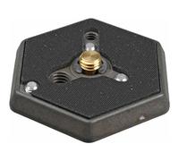 Manfrotto 130-38 Piastra per Testa Esagonale, Attacco con Vite Piatta da 3/8 Pollici per Fotografia, in Alluminio, Nero