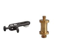 Manfrotto 143Bkt Testa A Staffa Per Fotocamera, Attacco Da 1/4, Con Attacco Per Spigot Da 16 Mm, Per Fotografia, In Alluminio, Nero & 037 Codolo Camera Stud 1/4-3/8