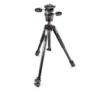 Manfrotto MK190X3-3W Kit Treppiede i Alluminio a 3 Sezioni con Testa Foto/Video Fluida 3-Vie, Nero/Antracite, per Fotocamera Mirrorless, DSLR