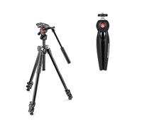 Manfrotto 290 Kit Treppiede Leggero con Testa Fluida Video e Mini Treppiede per Fotocamera PIXI, per DSLR, Fotocamere Compatte, Mirrorless, Video, Videografia, Nero