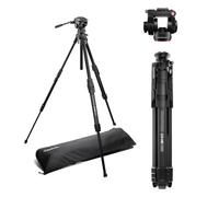 Manfrotto 500X Testa Video Fluida con Treppiede Ibrido ONE - Kit Foto & Video, Portata 5kg, Colonna Livellante, Colonna Orizzontale 90°, Sistema Quick Release, per Fotocamere DSLR & Mirrorless