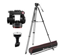 Manfrotto 500X Video Kit, Testa Fluida e Treppiede a Doppio Tubo in Alluminio, Portata 5 Kg, Base Piatta, Spreader Intermedio, Piastra Rapida, Verticale/orizzontale, Borsa Inclusa