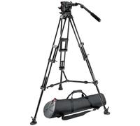 Manfrotto 526, 545BK Kit Serie 526 con Testa, con Controbilanciamento Continuo, per Videocamera con ENG, 3 Sezioni a Doppio Tubo, in Alluminio, Nero