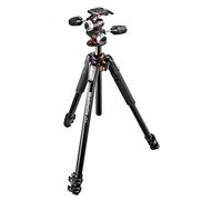 Manfrotto Kit Treppiede a 3 Sezioni con Testa su 3 Assi in Alluminio, Kit Professionale Accessori Fotografia, Treppiede Fotocamera con Testa Fotocamera