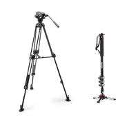 Manfrotto Treppiede Video FAST con Testa Fluida 504X, Gambe Alluminio Serie 645, per Mirrorless, Videocamere e Monopiede Video XPRO+, Support in Alluminio a 4 Sezioni Base Fluida