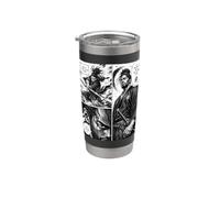 Manga afro americano Samurai Warrior Black History Bicchiere termico in acciaio inox doppia parete