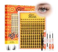 Manga Eyelashes, kit di ciglia personalizzate per ciglia glowvane da 8 a 18 mm, Reusable Individual Eyelash with Lash Bond and Seal and Lash Tweezers, Easy DIY Eyelash Extesion at Home(Manga 01)